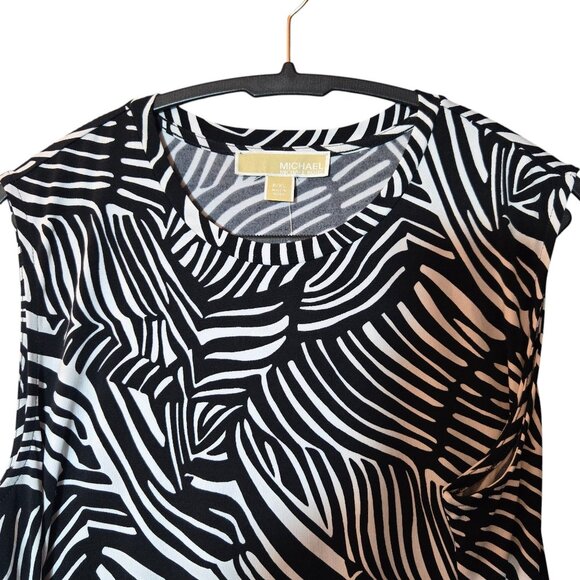 Michael Kors Zebra Print Faux Wrap Midi Dress Petite XL Black White Artsy NWT - Picture 6 of 14
